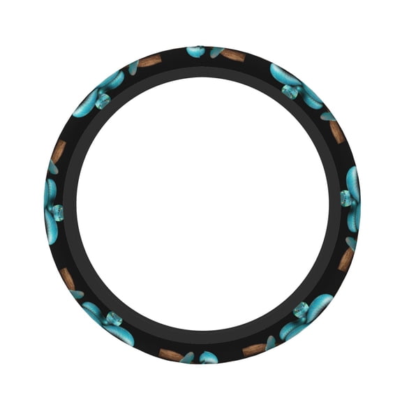 Logiee Blue Viper Snake Print Breathable Elastic Steering Wheel Cover, Non-Slip Stretch Steering Wheel Protector,Universal 15 Inch Fit Auto, Suvs, Truck