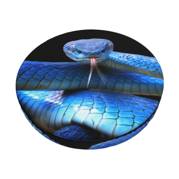 Logiee Blue Viper Snake Print Stool Covers Round,Bar Stool Covers,Watedrproof Stool Slipcover with Elastic,Stool Cushion,Round Bar Stool Seat Covers for Bar Round Chair-12 inch