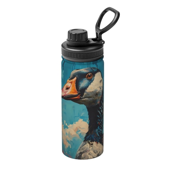 Logiee Blue Watercolor Duck Print Water Bottle,18oz Sports Insulated Kettle for Cycling Gym Basketball Outdoor, Suitable as a Present