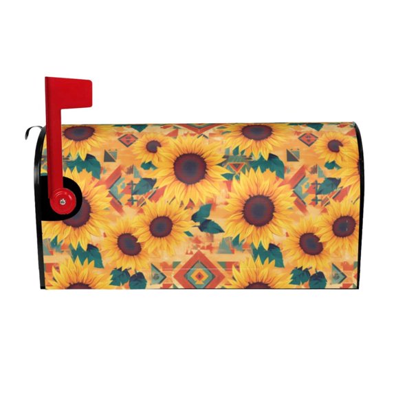 Logiee Bohemian Sunflower Print Post Letter Box Wrap Decor, Mailbox Cover Suitable for Standard Mailbox and Large Size Mailbox,Outdoor Yard Decoration-21x18 in