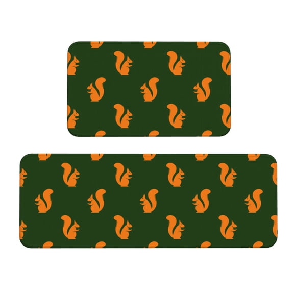 Logiee Bold Squirrel Silhouettes Print Kitchen Mats for Floor Sets of 2,Waterproof Kitchen Rugs,Non Slip Comfort Standing Mat Rug for Home,Runner,Sink,Office,Laundry