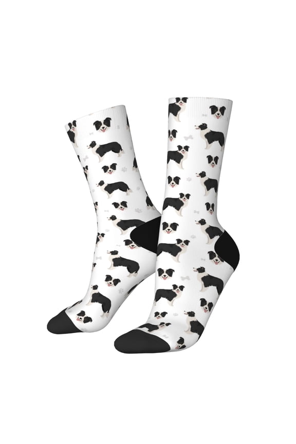 Border Collie Dog Print Adult Socks for Men & Women,Calf Socks, Ankle Socks,Boots Socks,Breathable Casual Sock,Unisex Crew Socks
