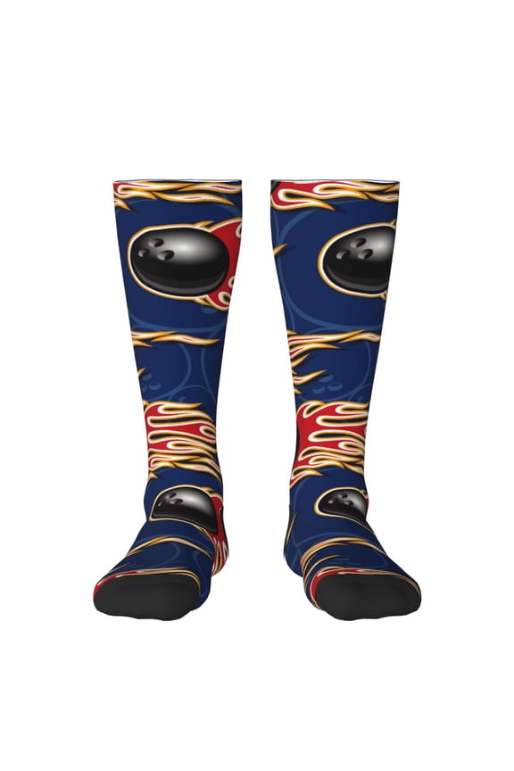 Bowling Ball And Flame Print Gift Stocking Stuffers,Adult Stockings,Novelty Socks,Funny Socks Birthday Running Walking Sleeping