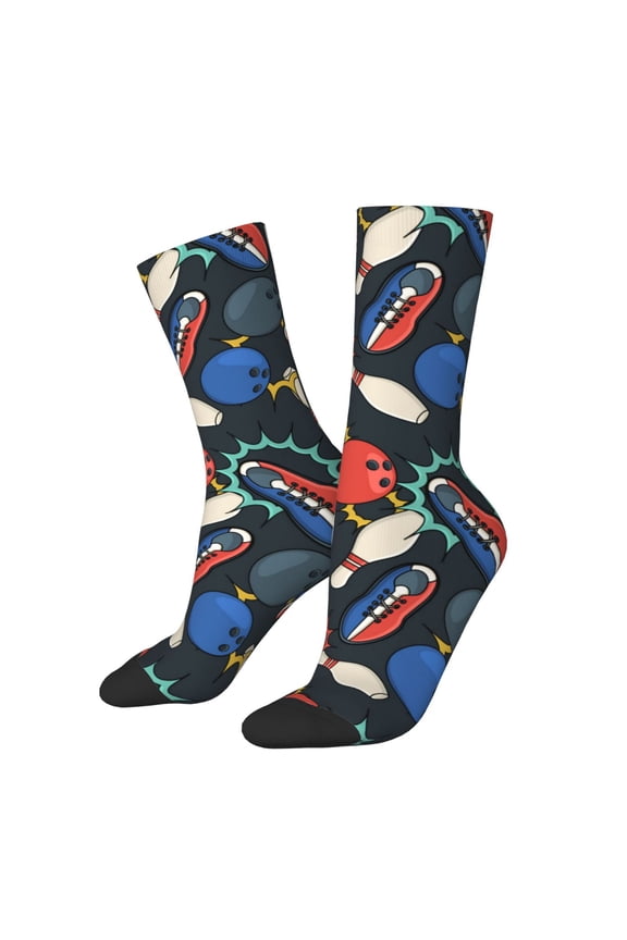 Bowling Ball Print Adult Socks for Men & Women,Calf Socks, Ankle Socks,Boots Socks,Breathable Casual Sock,Unisex Crew Socks