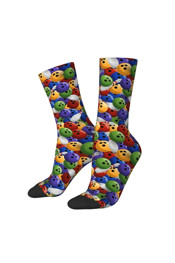 Bowling Colorful Print Adult Socks for Men & Women,Calf Socks, Ankle Socks,Boots Socks,Breathable Casual Sock,Unisex Crew Socks