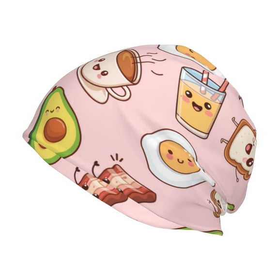 Logiee Breakfast Print Unisex Knit Beanie for Men Women Winter Hat,Beanies Skull Caps