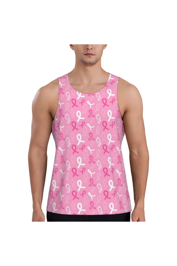 Breast Cancer Awareness (3) Print Men's Workout Tank Top,Quick Dry Workout Tank Top,Gym Muscle Tee,Fitness Bodybuilding Sleeveless T Shirt-