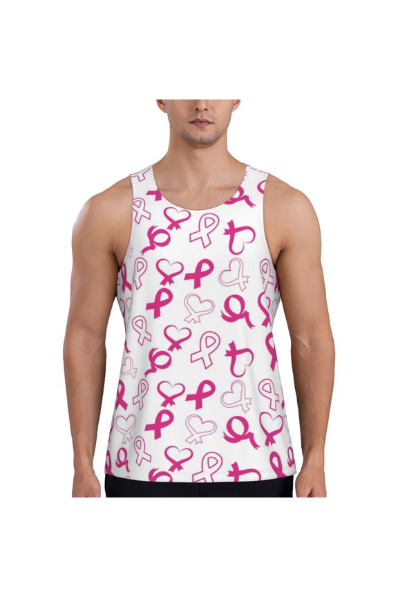 Breast Cancer Awareness4 Print Men's Workout Tank Top,Quick Dry Workout Tank Top,Gym Muscle Tee,Fitness Bodybuilding Sleeveless T Shirt-Medium