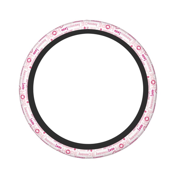 Logiee Breast Cancer Pink Ribbons Awareness (2) Print Breathable Elastic Steering Wheel Cover, Non-Slip Stretch Steering Wheel Protector,Universal 15 Inch Fit Auto, Suvs, Truck