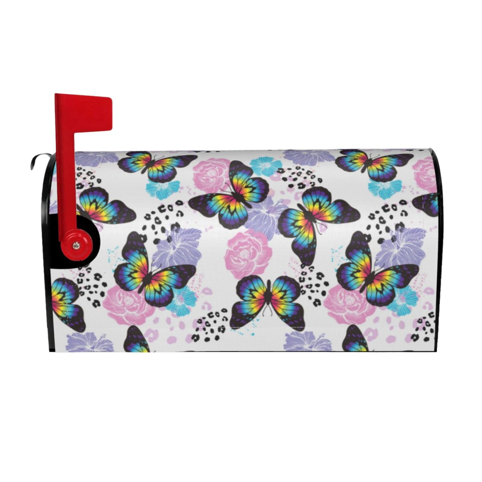 Logiee Bright Butterflies1 Print Post Letter Box Wrap Decor, Mailbox Cover Suitable for Standard Mailbox and Large Size Mailbox,Outdoor Yard Decoration-21x18 in