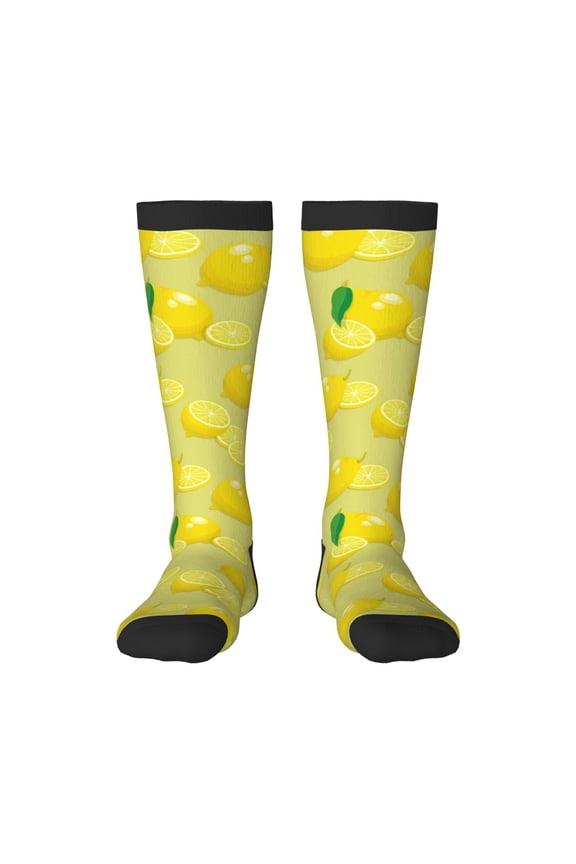 Bright Lemons Print Gift Stocking Stuffers,Adult Stockings,Novelty Socks,Funny Socks Birthday Running Walking Sleeping