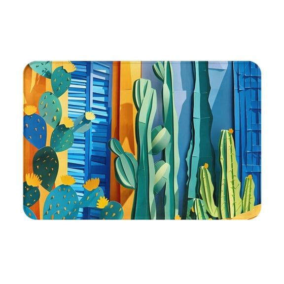 Logiee Bright Paper Cactus Scene Print Welcome Mats for Entryway,Door Mat for Front Door,Entry Mat,Doormat for Garden, Garage, Patio, Home, Porch Decor