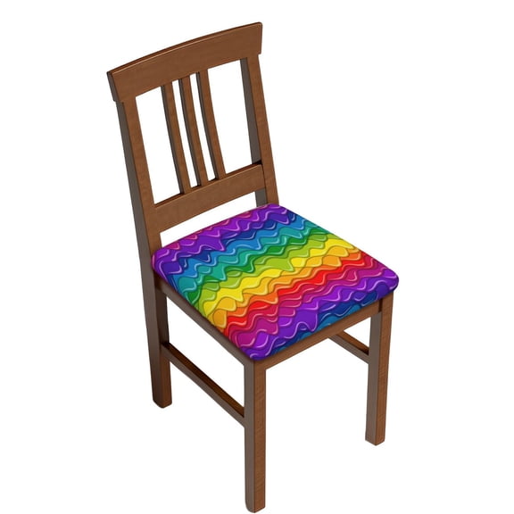 Logiee Bright Rainbow Print Square Chair Seat Covers, Stretch Chair Seat Covers,Seat Chair Slipcover, Non-Slip Chair Slipcover,Furniture Protector for Indoor and Outdoor-Four Pieces