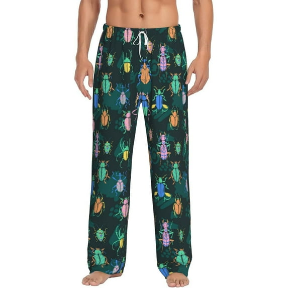 Logiee Bright ladybugs Print Pajama Pants for Men,Men’s Pajama Bottoms,Mens PJ Pants with Pockets & Button Fly-X-Large