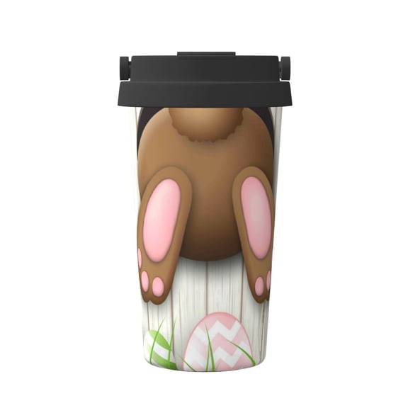 Logiee Brown Bunny Print Stainless Steel Coffee Tumbler, Travel Coffee Mug, Insulated Coffee Mug with Lid, Spill Proof Coffee Cup, Portable Thermal Mug