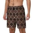 thumbnail image 1 of Logiee Brown Gold Grid Print Men's Swim Trunk,Quick Dry Board Shorts ,Men's Swim Trunks with Compression Liner, Bathing Suits with Pockets-XX-Large, 1 of 6