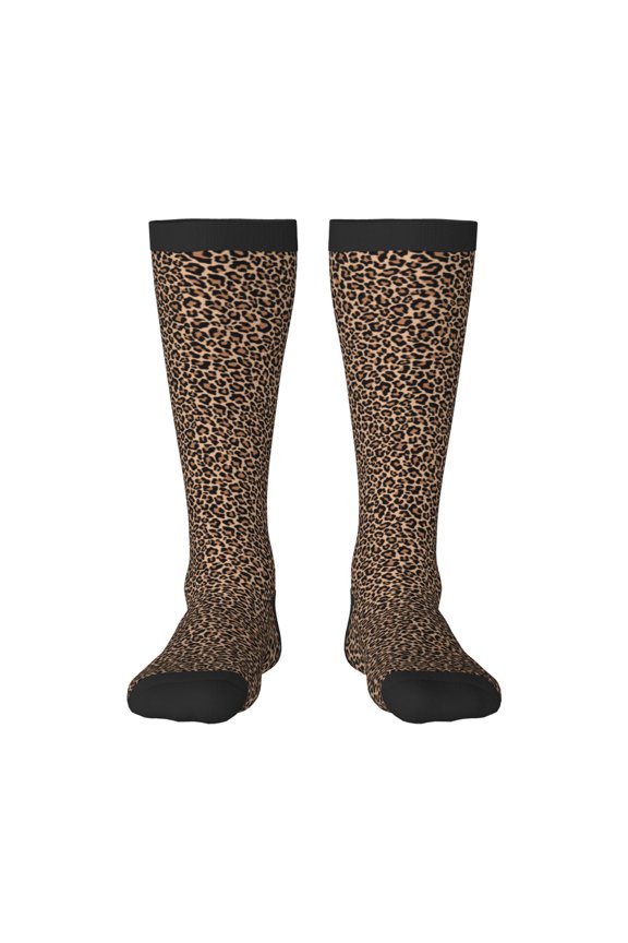 Brown Leopard Print Gift Stocking Stuffers,Adult Stockings,Novelty Socks,Funny Socks Birthday Running Walking Sleeping