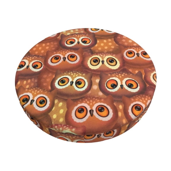 Logiee Brown Owl Print Stool Covers Round,Bar Stool Covers,Watedrproof Stool Slipcover with Elastic,Stool Cushion,Round Bar Stool Seat Covers for Bar Round Chair-12 inch