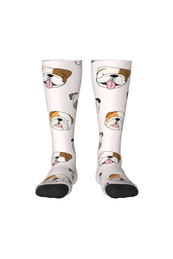Bulldog Face Print Gift Stocking Stuffers,Adult Stockings,Novelty Socks,Funny Socks Birthday Running Walking Sleeping