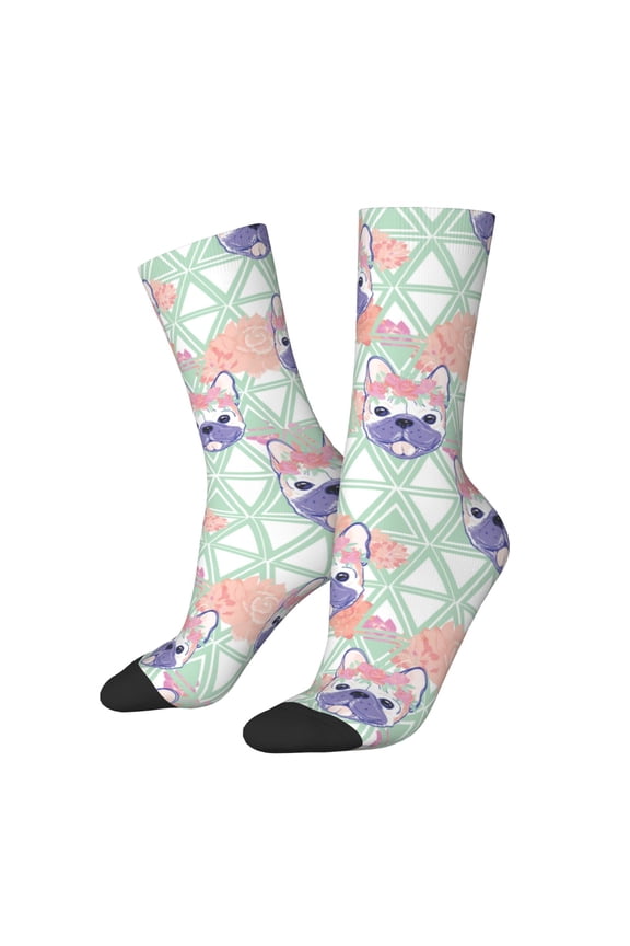 Bulldog Print Adult Socks for Men & Women,Calf Socks, Ankle Socks,Boots Socks,Breathable Casual Sock,Unisex Crew Socks