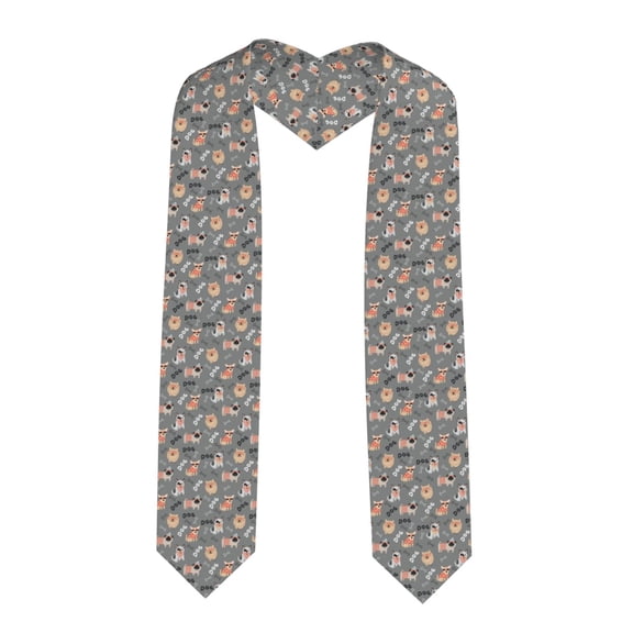 Logiee Bulldog Print Unisex Adult Graduation Stole Shawl 72" Long for Academic Commencements Shawl-Sharp Corner