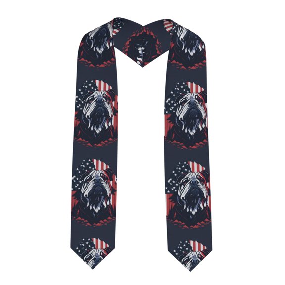 Logiee Bulldog with Forest Flag Print Unisex Adult Graduation Stole Shawl 72" Long for Academic Commencements Shawl-Sharp Corner