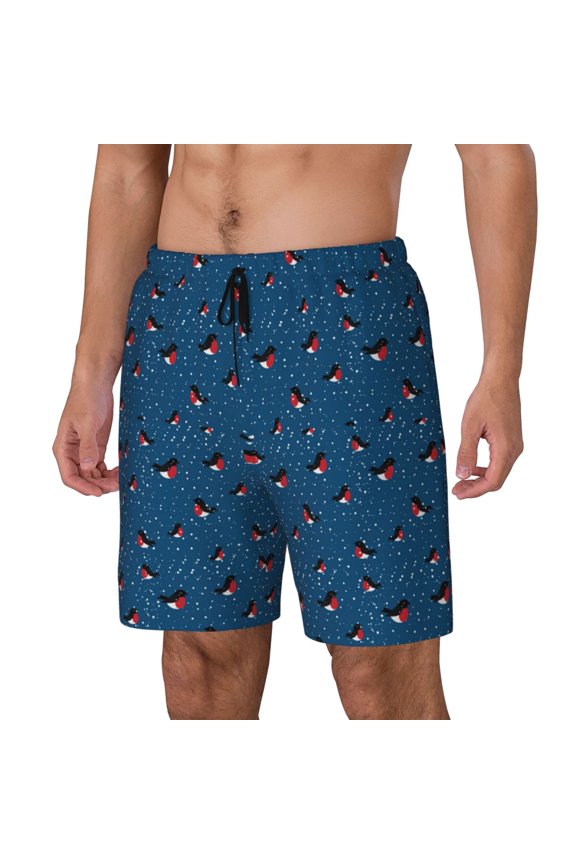 Bullfinches 1 Print Men's Swim Trunk,Quick Dry Board Shorts ,Men's Swim Trunks with Compression Liner, Bathing Suits with Pockets-XX-Large