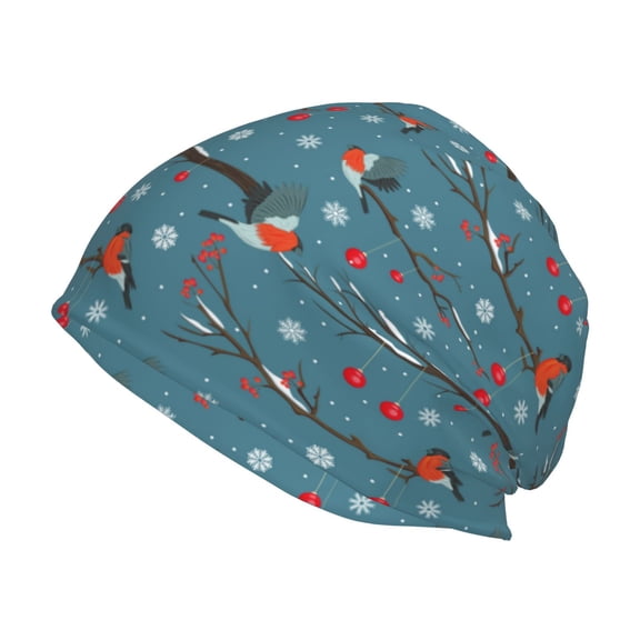 Logiee Bullfinches Branches And Balls Print Unisex Knit Beanie for Men Women Winter Hat,Beanies Skull Caps