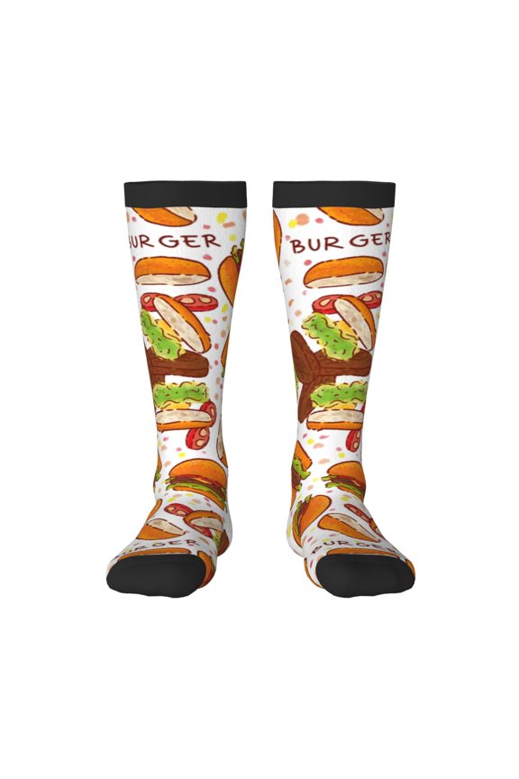 Burger Print Gift Stocking Stuffers,Adult Stockings,Novelty Socks,Funny Socks Birthday Running Walking Sleeping