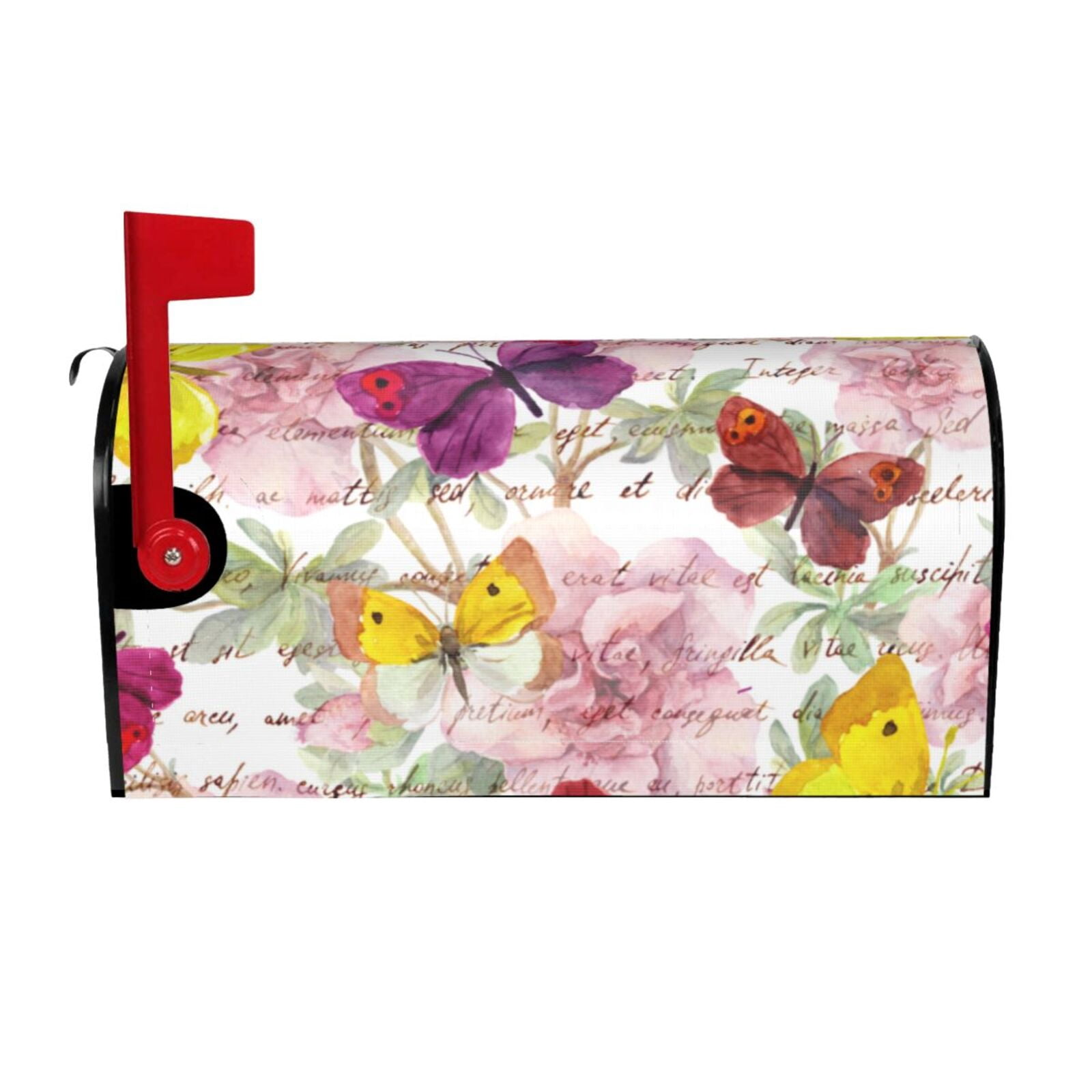 Logiee Butterflies and Vintage Print Post Letter Box Wrap Decor, Mailbox Cover Suitable for Standard Mailbox and Large Size Mailbox,Outdoor Yard Decoration-21x18 in