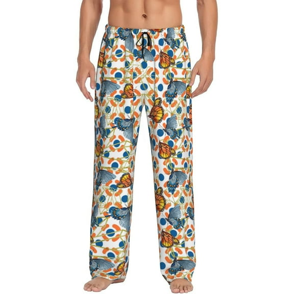 Logiee Butterflies Wild Insect Print Pajama Pants for Men,Men’s Pajama Bottoms,Mens PJ Pants with Pockets & Button Fly-X-Large