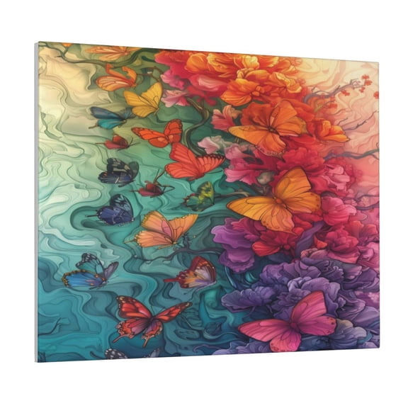 Logiee Butterfly Flower Cascade Print Canvas Wall Art ,Art Poster,Canvas Decorative Picture,Decor Wall Pictures for Living Room Bedroom Bathroom,Ready to Hang