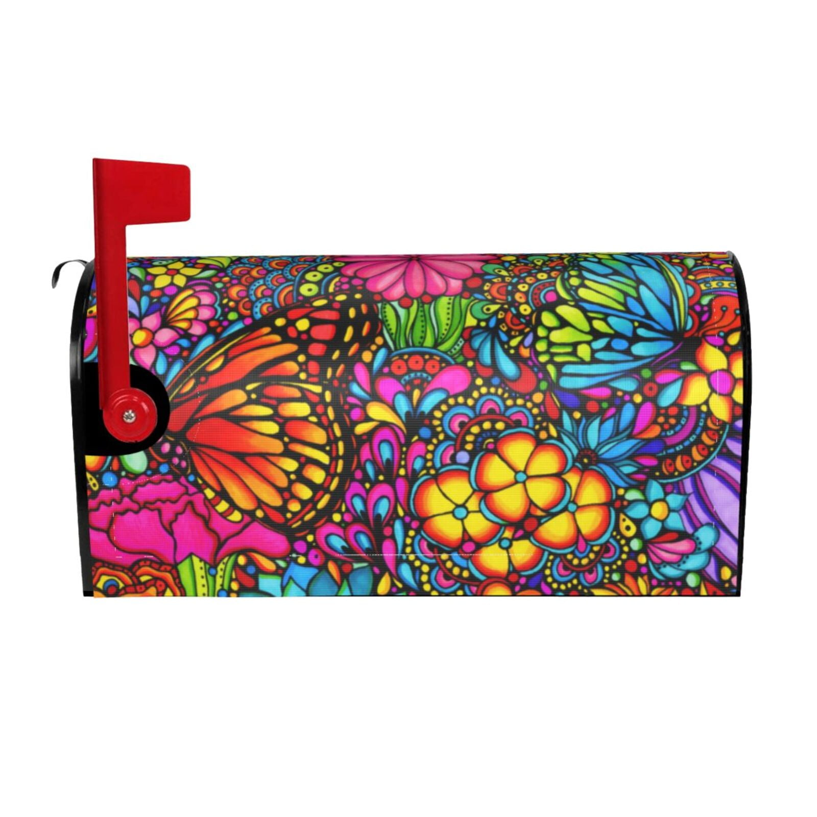 Logiee Butterfly Garden Print Post Letter Box Wrap Decor, Mailbox Cover Suitable for Standard Mailbox and Large Size Mailbox,Outdoor Yard Decoration-25.5x21 in