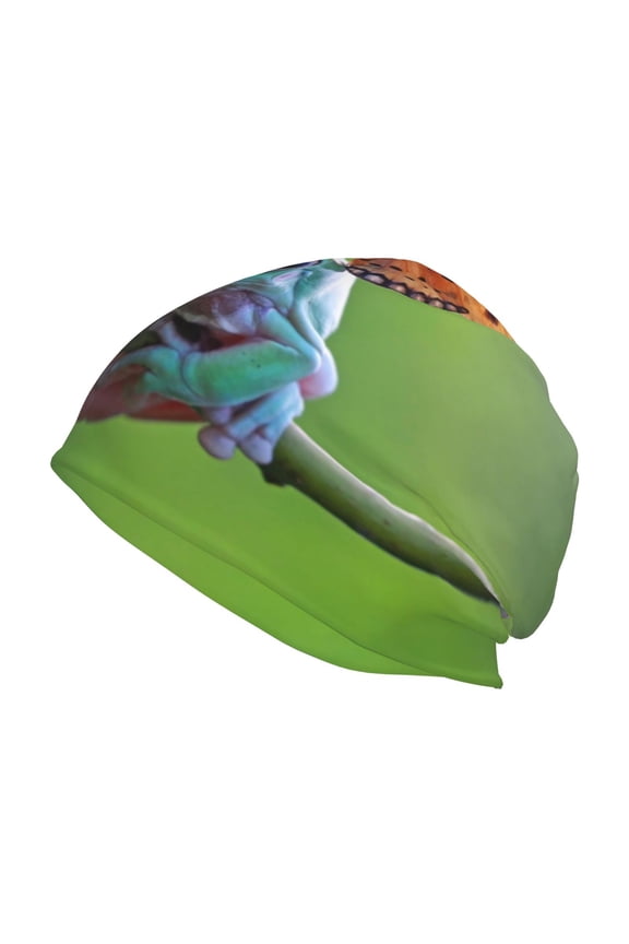 Butterfly Landing On Head Dumpy Frog Print Unisex Knit Beanie for Men Women Winter Hat,Beanies Skull Caps