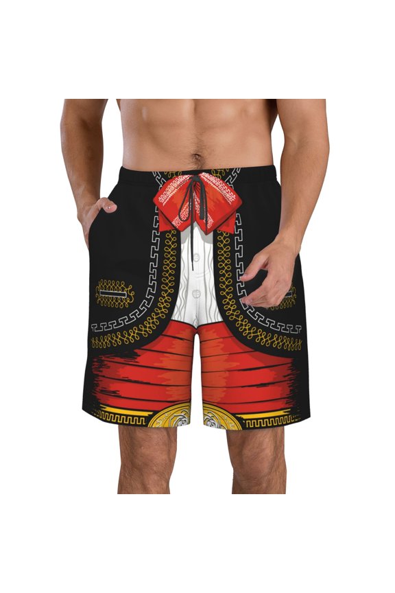 CHARRO SUIT Print Mens Swim Trunks Quick Dry Board Shorts,Breathable Hawaii Beach Shorts Swimwear Bathing Suits-Large