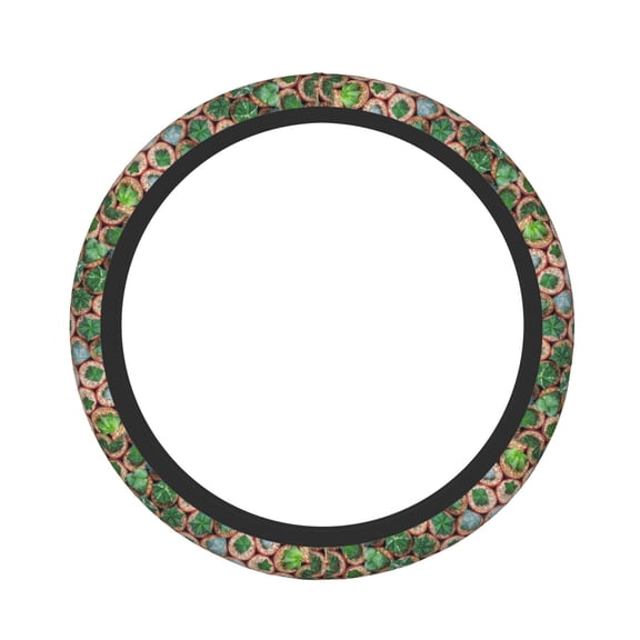 Logiee Cactus 4 Print Breathable Elastic Steering Wheel Cover, Non-Slip Stretch Steering Wheel Protector,Universal 15 Inch Fit Auto, Suvs, Truck