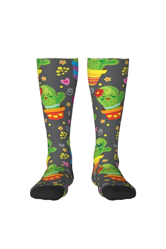 Cactus In Pots Print Gift Stocking Stuffers,Adult Stockings,Novelty Socks,Funny Socks Birthday Running Walking Sleeping