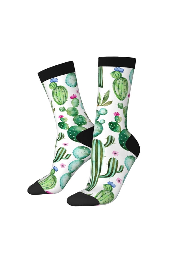 Cactus Plants1 Print Adult Socks for Men & Women,Calf Socks, Ankle Socks,Boots Socks,Breathable Casual Sock,Unisex Crew Socks