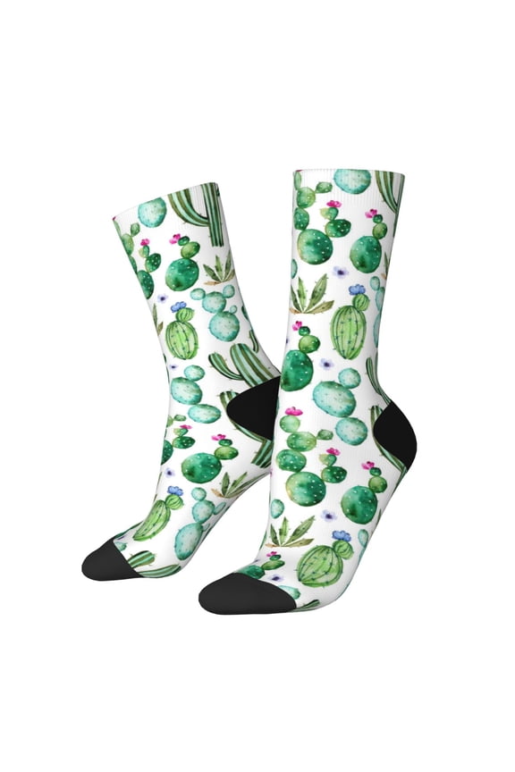 Cactus Plants1 Print Adult Socks for Men & Women,Calf Socks, Ankle Socks,Boots Socks,Breathable Casual Sock,Unisex Crew Socks