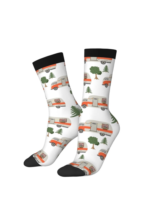 Camp Van Print Adult Socks for Men & Women,Calf Socks, Ankle Socks,Boots Socks,Breathable Casual Sock,Unisex Crew Socks