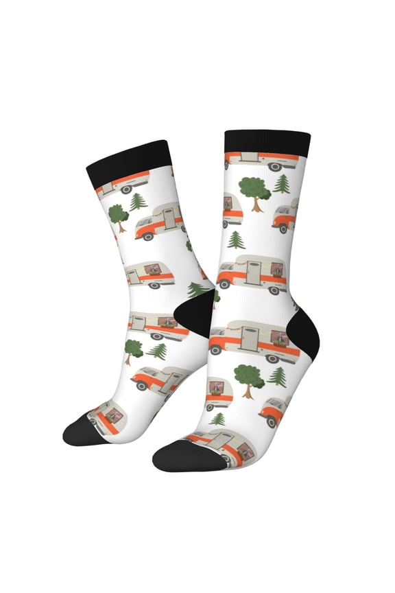 Camp Van Print Adult Socks for Men & Women,Calf Socks, Ankle Socks,Boots Socks,Breathable Casual Sock,Unisex Crew Socks