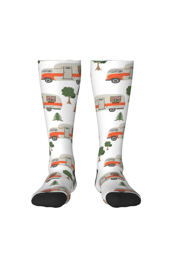 Camp Van Print Gift Stocking Stuffers,Adult Stockings,Novelty Socks,Funny Socks Birthday Running Walking Sleeping