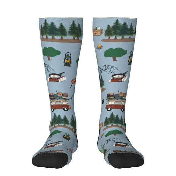 Logiee Camping Caravan Print Gift Stocking Stuffers,Adult Stockings,Novelty Socks,Funny Socks Birthday Running Walking Sleeping