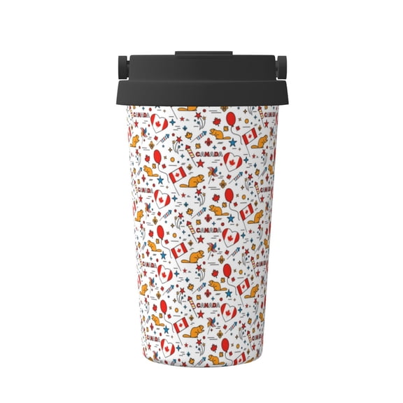 Logiee Canada Day Print Stainless Steel Coffee Tumbler, Travel Coffee Mug, Insulated Coffee Mug with Lid, Spill Proof Coffee Cup, Portable Thermal Mug