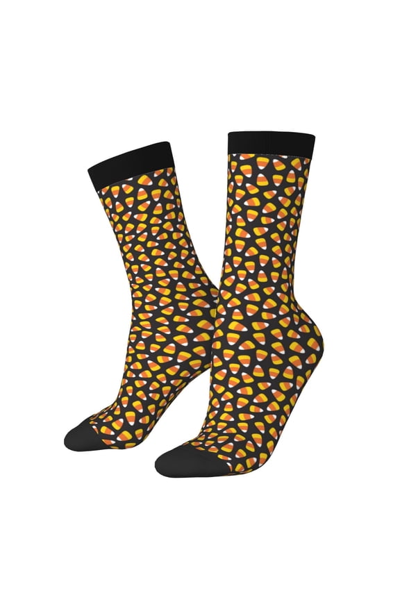 Candy Corn Print Adult Socks for Men & Women,Calf Socks, Ankle Socks,Boots Socks,Breathable Casual Sock,Unisex Crew Socks
