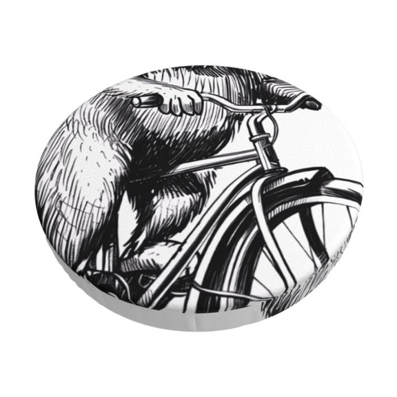 Logiee Capybara Riding Bicycle Print Stool Covers Round,Bar Stool Covers,Watedrproof Stool Slipcover with Elastic,Stool Cushion,Round Bar Stool Seat Covers for Bar Round Chair-12 inch