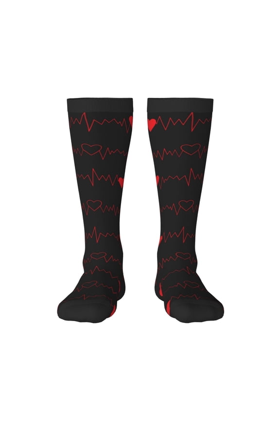 Cardiogram and Heart Print Gift Stocking Stuffers,Adult Stockings,Novelty Socks,Funny Socks Birthday Running Walking Sleeping