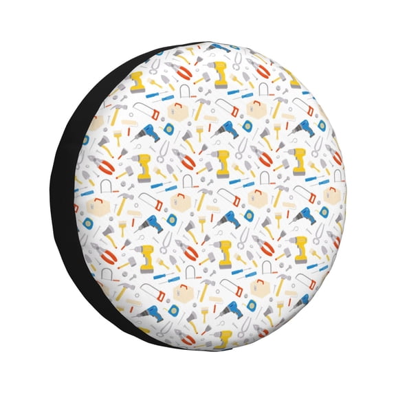 Logiee Carpenter tools Print Spare Tire Cover, Universal Wheel Protectors,Waterproof Dust-Proof UV Sun Wheel Tire Cover,Fit for SUV, RV, Travel Trailer, Truck-14 inch
