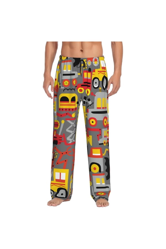 Cars Print Pajama Pants for Men,Men’s Pajama Bottoms,Mens PJ Pants with Pockets & Button Fly-Small