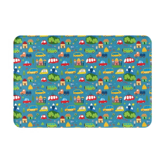 Logiee Cars Transportation Print Welcome Mats for Entryway,Door Mat for Front Door,Entry Mat,Doormat for Garden, Garage, Patio, Home, Porch Decor
